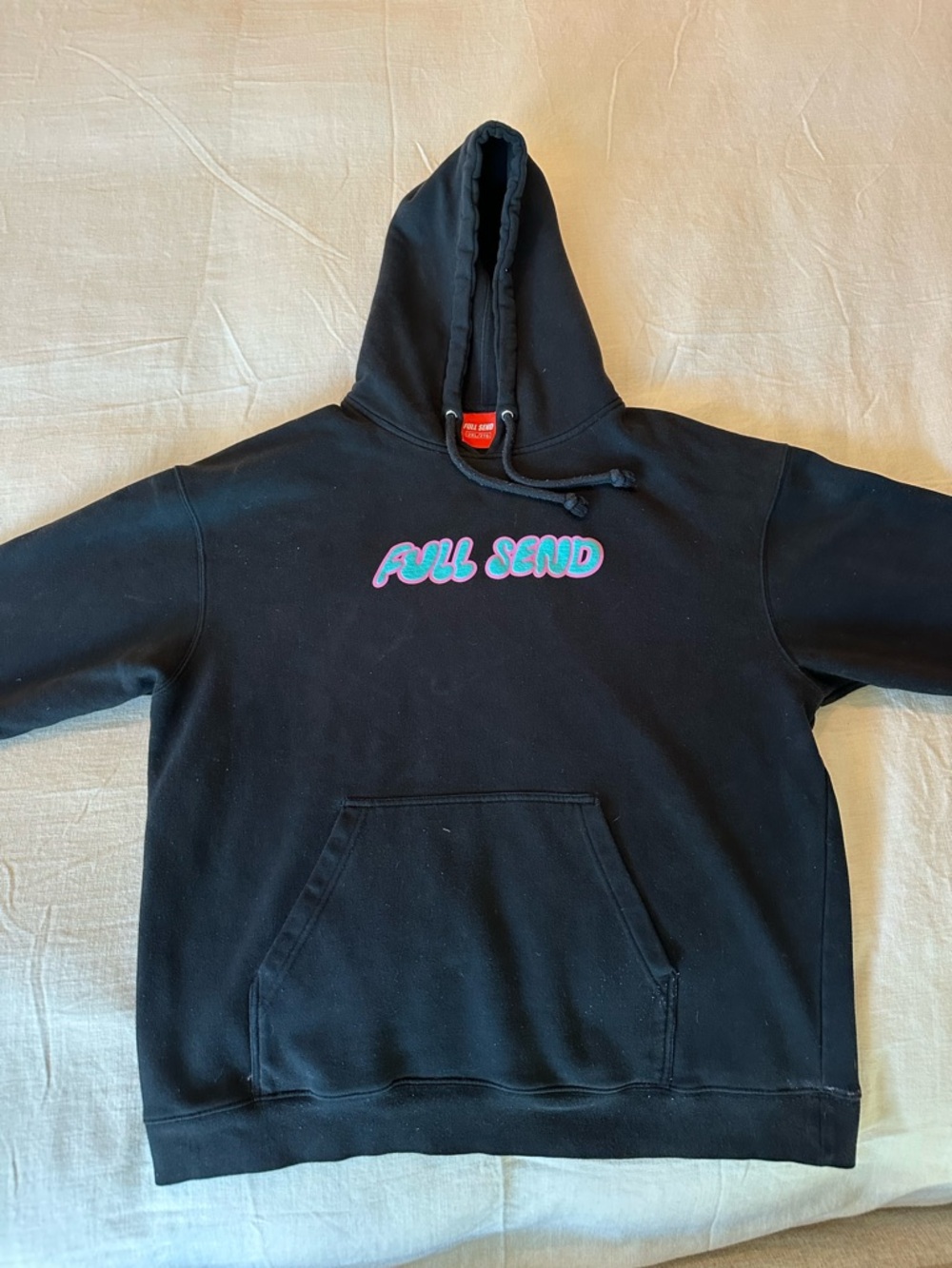 Full Send Black Hoodie with Red Brand Tag